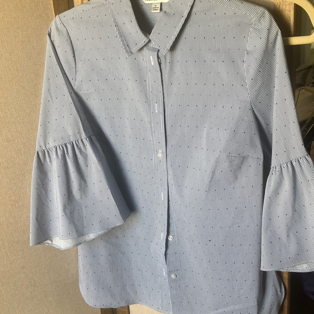 FINAL MARKDOWN Counterparts Blue and White Striped Blouse medium